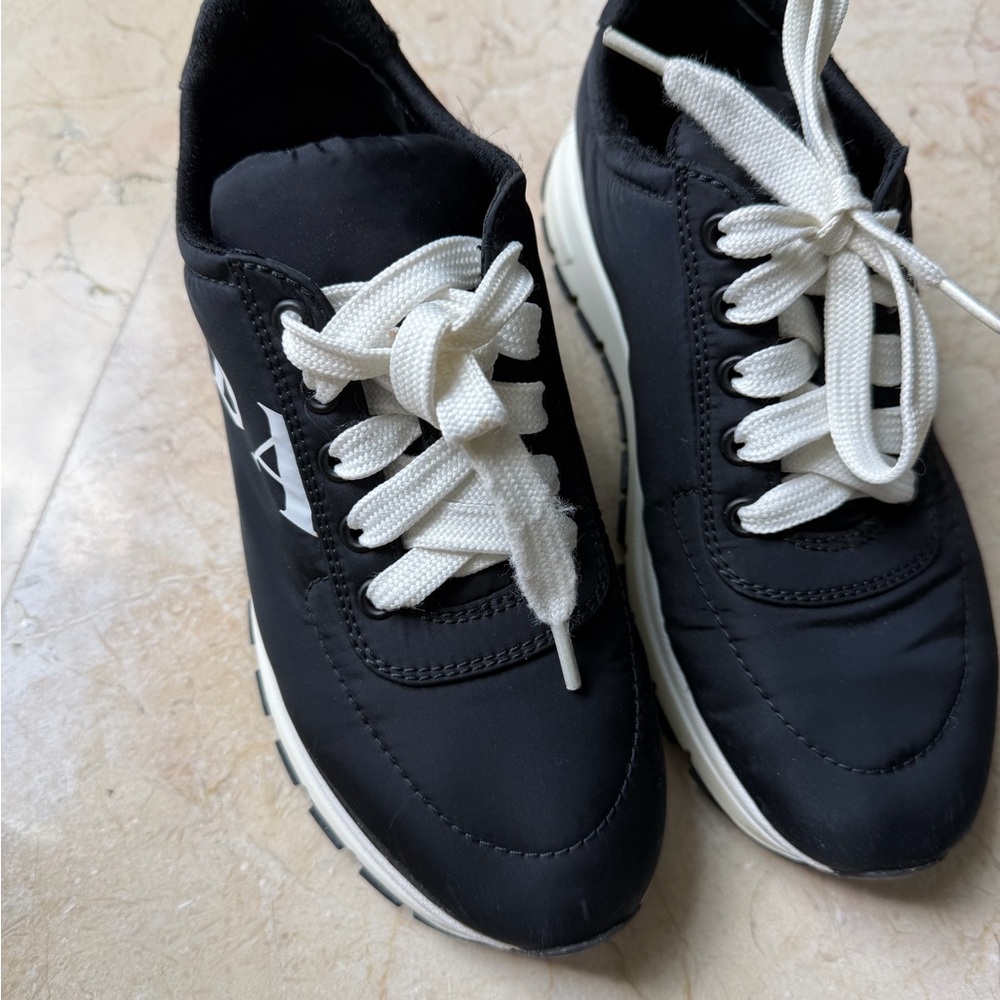Prada Women's Black and White Sneakers - Picture 2 of 9